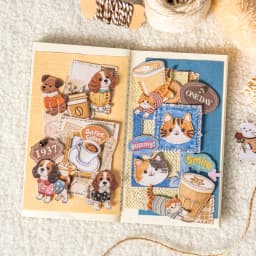 20Sheets Fluffy Plush Cat Dog Pet Theme No White Edge PET Stickers for DIY Craft Scrapbook Guitar Phone Case Notebook Decoration