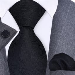 GUSLESON 8cm Blue Black Pink Men Ties Pocket Square Cufflinks Set Paisley Silk Necktie Wedding Business Gift Tie Accessories