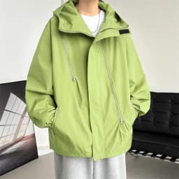 2027 Men Hooded Jacket Men Bomber Jacket Mens Windbreakers Zipper Coats Spring Autumn Loose Cargo Jacket Men Casual Sportswear