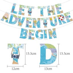 Let The Adventure Begin Banner Hanging Swirl Earth Map Helium Ballons Farther Birthday Travel Themed Retirement Party Supplies