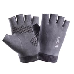 Men Winter Suede Leather Plush Thick Half Finger Touch Screen Warm Driving Glove Men's Sport Letter Cycling Riding Mitten P10