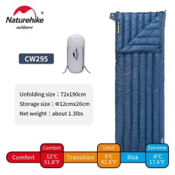 Naturehike CW280 Sleeping Bag Ultralight Duck Down Sleeping Bag Spring Travel Sleeping Bags CWM400 Hiking Camping Sleeping Bag