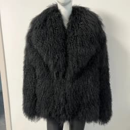 Beiziru Women's Mongolia Sheep Fur Coat Turn-down Collar Real Warm Stylish Outerwear Jacket