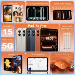 CHOTOG Pad 7s Pro Global Version Tablet 10.1 Inch Android 15 Tab PC 16+32MP Camera 10000mAh Battery Face Unlocked Wifi GPS Tablets For Children's Kids Gifts
