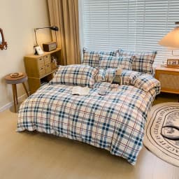 100% Cotton Brushed Quilt Cover Nordic Plaid Thickened Duvet Covers Soft Skin-Friendly Comfortable Single Double Blanket Cover