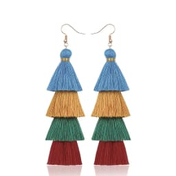 Boho 4 Layered Tassel Drop Earrings For Women Ethnic Long Fringe Statement Dangle Earring Girls Trendy Jewelry Gift