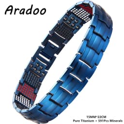 ARADOO Premium Copper Bracelet for Men with Strength 5000 Gauss Magnets Titanium Steel Wristband Jewelry Gifts
