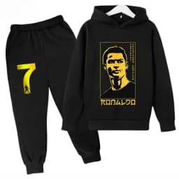 Sweatshirt Pants 2-piece Set for Boy and Girl Kid Sports Hoodie Set Ronaldo Avatar Printed Children Clothes Baby Set Sportsuit