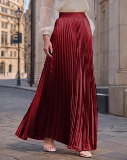 2026 New Spring Summer For Women 22 Solid Colors Midi Flowing Draped Large Hem Long High Waist Pleated Skirt Sweet Elegant