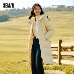 Semir Down Jacket Women Long Length Waterproof Coat 2026 Fashion Winter New Loose Hooded Coat Simple Down Jacket Woman
