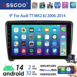 9" Android 14 Car Stereo Radio Multimedia Video Player For Audi TT MK2 8J 2006-14 Carplay Android Auto GPS Navigation BT FM Wifi