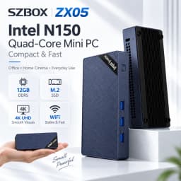 SZBOX Twin Lake N150 MINI PC Windows 11 Pro LPDDR5 12GB M.2 2280 NVME 1TB SSD Wifi 6 BT 5.2 RJ45 HD Desktop Gaming Computer