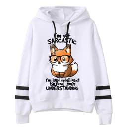 Women’s Graphic Just Intelligent Beyond Your Understanding Long Sleeves Casual Versatile Pullover Cute Fox Hoodies Autumn Tops