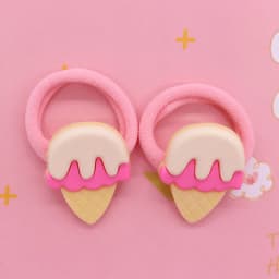 2Pcs/Set Sweet Cake Ice Cream Shape Hair Accessories Colorful Nylon Headband Kids Ponytail Holder Scrunchie Ornaments Gift