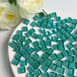 Mosaic Tiles for Crafts Blue Shine Assorted Color 50pcs Glass Glitter Mosaic Supplies Pieces Bulk Square Shape Home Decoration