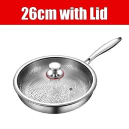 Uwhise Uncoated Titanium Frying Pan Non Stick Hammered Skillet With Glass Lid Metal Utensil Steak Eggs Kitchen Frying Pan