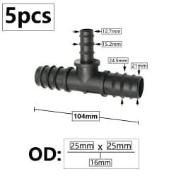 5pcs 16/20/25mm PE Pipe Barb Connector Straight Tee Elbow Plug Garden Water Hose Reducing Splitter Joint Drip Irrigation System