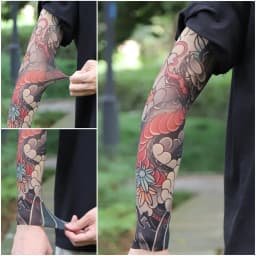 Ultra thin seamle Tattoo Flower Arm For Men Women Cool Travel Cycling Elastic Scratch Resistant Sunscreen Arm Sleeves Accessorie