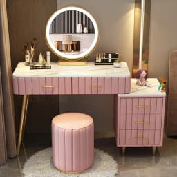 Women Pink Dressing Table Makeup Chair Modern Bedside Cosmetics Dressing Table Bedroom Cabinet Vestidores Postmodern Furniture