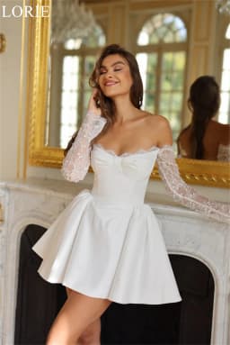 LORIE Elegant Short Wedding Dresses Strapless A-Line Ruffles Lace Appliques Beading Pleated 2025 Mini Sexy Bridal Gown Customize