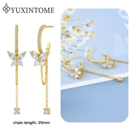 925 Sterling Silver Ear Needle Crystal Zircon Tassel Pendant Hoop Earrings Retro Small Fragrance Style High Jewelry Women Gifts