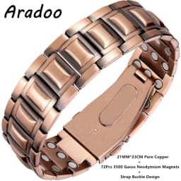 ARADOO Pure Copper Magnetic Bracelets for Men with Double-Row Strong Magnets Link Bracelet Jewelry Gifts