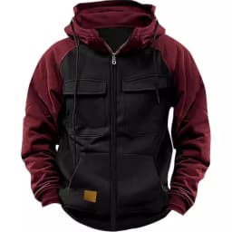 Men Hoody Sweatshirts Spring Autumn Zip Collar Pocket Long Sleeve Loose Cardigan Hooded Coats YZXFS-W2002