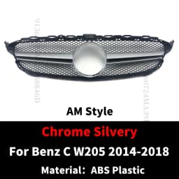 GT Diamond Front Bumper Grille For Mercedes W205 Grill C205 S205 Benz C 2014-2021 C200 C260 C180 C250 C300 Coupe AMG Tuning