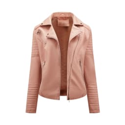 Women's Short Leather Jacket, Slim Fit, Flip Collar, Motorcycle Suit, Oblique Zipper Jackets, Spring and Autumn Clothes, tops