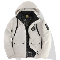 High-End Men's Winter Hooded down Jacket Windproof Warm Thick White Duck down Outdoor Top for Cold Weather