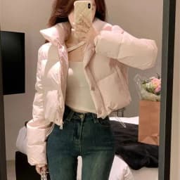 Light Pink A-liber Cotton Jacket for Women Short and Short 204 Winter New Item Loose Korean Version Bread Jacket Trendy Jacket S