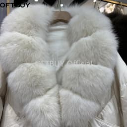 OFTBUY Women's Winter Down Jacket Big Natural Fur Collar Duck Down Jacket Women Short Thick Loose Coat with Fur for Female