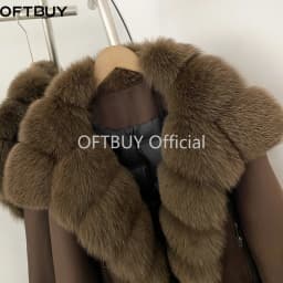 OFTBUY New Winter Duck Down Women Real Fox Fur Collar Parka Female Natural Fur Puffer Jacket Fur Cuffs Casual Coat Outerwear