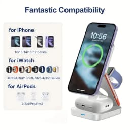 3 In 1 Foldable Magnetic Wireless Charger Stand Fast Charging Station for iPhone 17 16 15 14 13 iWatch 10-2 Airpods Pro Max