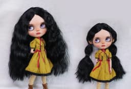 Blythes Doll Wig Fits Into the New 1/69-10in Size Fashion Medium Foam Roll Super Soft Silk Wig for Women Black Lily-Valley White