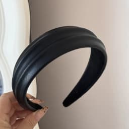 High Quality Women PU Leather Thick Sponge Wide Hairbands Wide Sponge Padded Simple Hair Hoop Band Bezel Hair Accessories