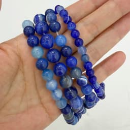 Natural Stone Lapis Lazuli Color Stripes Agate Round Loose Beads 6 8 10 12MM Pick Size For Jewelry Making