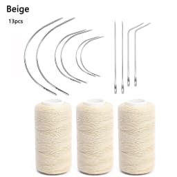 3 Rolls Hair Weaving Threads with 10 Pieces Sewing Needle Weaving Threads for Making Wigs Hand Sewing Hair Weft DIY