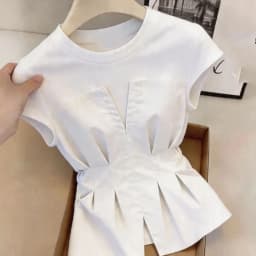 New Korean Splicing Short-sleeved T-shirt Summer Women's Fake Two-piece Waist-covering Belly Shoulder Coat Female Blouse Tops