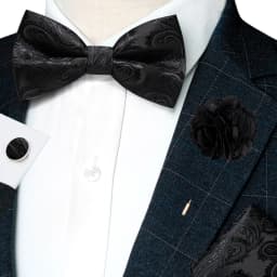Classic Mens Bow Tie Brown Jacquard Paisley Bowtie Hanky Cufflinks Brooch Set Wedding party Butterfly Knot Gift Man Accessories