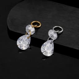 Right Grand ASTM F136 Titanium Floating Teardrop Round CZ Helix Charm Dangle Pear Drop for Cartilage Conch Piercing Jewelry