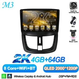 Android 16 7/9 Inch For Peugeot 206+ 207 207CC 2006 - 2015 Stereo Head Unit 2K QLED GPS Navigation Touch Screen 5G RDS 8 Core