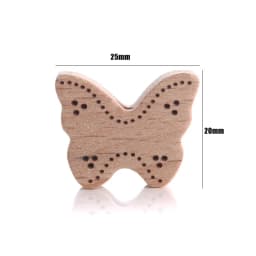 10Pcs Beech Beads Heart Butterfly Rainbow Elephant Flower Animal Wooden Beads for Bbay Chew Teether Beads Pacifier Clips Chain