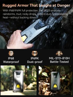 Rugged Smartphone PHILIPS S8325 IP68 Waterproof Android 16 Dual Sim 12(6+6)GB+256GB 10200mAh 6.745" 48MP NFC Camping Lamp Unlock