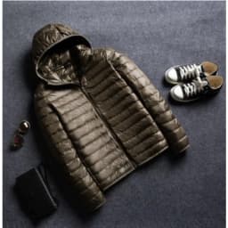 Ultra Light Down Jackets Feather Cotton Hoodie Autumn Winter Men Long Sleeve Zipper Waterproof Lightweight Coat Tops Oversize