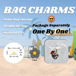 1/12pcs Pink Cactus Flower Charms For Beach Bag Accessories Pink Hat Heart Bow Handbag Decoration Flamingo Tote Bag Accessories