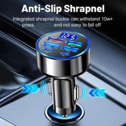 300W PD Car Charger QC3.1 Fast Charge 4USB+2PD Ports Car Cigarette Lighter Plug Car Charger Flash Charge with Digital Display