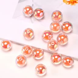 16MM 10 Pieces/Bag Style Random Acrylic Plated Colored Beads, Round Inner Color DIY Straight Hole Handmade Bracelet, Beaded Loos