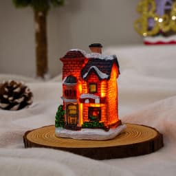 AlliLit Christmas Decoration 2026 New Year Night Light LED Snow House Sculpture Home Resin Crafts Xmas Ornaments Gift