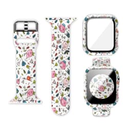 Glass+Cover+Strap for Apple Watch Case 44mm 40mm 41mm 45mm 42mm 38mm sport Silicone bracelet iwatch series 9 8 7 6 5 4 3 SE Band